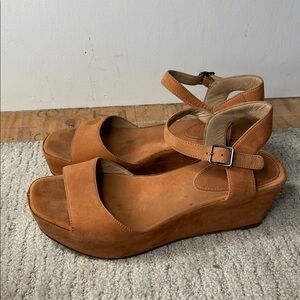 Eileen Fisher Terracotta tan nude leather platform sandal size 7.5
